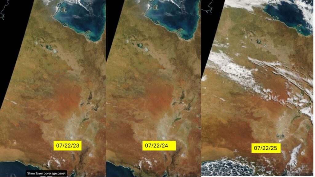 Satellite view of the eclipse zone.